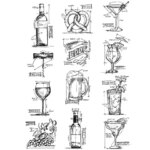 2024 New Retro Wine Beer Bottle Cup Pattern Clear Stamp For DIY Craft Making Greeting Card and Scrapbooking No Metal Cutting Die (New)