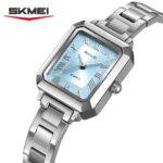 SKMEI 2582 Womens Quartz Watch Waterproof Date Fashion Steel Strip Light Luxury Watches montre femme Exquisite Square Business (New)