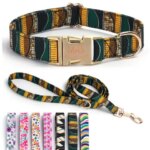 Engraved Dog Collar With Leash Personalized Anti-lost Engraving ID Tag Nameplate Custom Cute Flower Leash And Collar For Dogs (New)