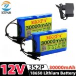 Portable large capacity lithium ion battery BMS 3S2P 30000mAh 12V 18650 battery monitoring audio LED lights+charger Bangladesh (New)