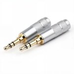 2Pcs Gold-Plated 3 Pole Headphones 3.5mm Stereo Plug for 3.5 Earphone Audio Jack DIY Replacement Parts (New)