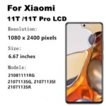 AMOLED 11T 11T Pro Screen Xiaomi 11T Pro 2107113SG LCD Display Touch Screen Digitizer Xiaomi 11T 21081111RG LCD Pantalla (New)