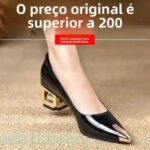 Ele Leather Pointed Toe Womens oes Chunky Heel Faionable Profional oes Comfortable Slip-On Anti-Slip Rubber Sole (New)