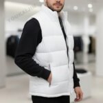 White Vest Jacket Men Slim Fit Stand Collar Sleeveless Puffer Jackets Spring Autumn Casual Waistcoat Men Warm Coat 2026 Trends (New)