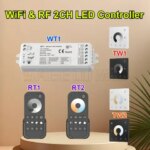 WiFi & RF2.4GHz 2CH LED Controller WT1 12-36VDC Push Dim Tuya smart APP for Single Color or Color Temperature LED strip Light (New)