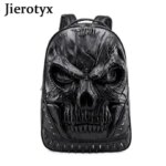 JIEROTYX Back Packs Bag for Women and Men Steampunk Gothic Rivet Personality Large Capacity Travel Backpacks Skull Laptop School (New)