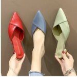 Elegant Pointed Slippers Women Low Heels New Summer Shoes Fashion Luxury Candy Colors Slides Sandals Female Party Footwears (New)