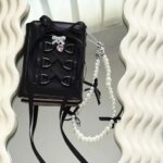 Korean Style Balletcore Three Fold Wallet Silk Ribbon Heart Crystal Bow Cash Purse Bag PU Leather Short (New)