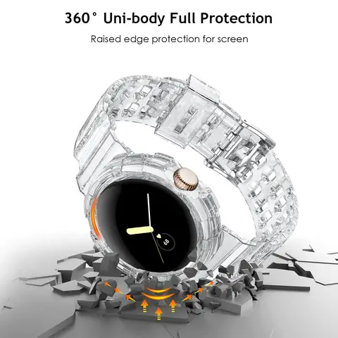 S8a9ecb051ed84527ac0b11dc8ae2d9e6p_480x480q75 Transparent Case+Soft TPU Google Pixel Watch 2 B Accessories Sport Smartwatch Integrated wrist Bracelet Pixel Watch strap (New) - Image 1