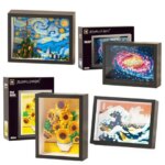 WIth Box World-famous Art Painting sunflower Van Gogh The Starry Night Galaxy Kanagawa 3D Diamond Building Block Toy Kids Gift (New)