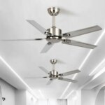Modern Ceiling Fan DC Motor 5pcs Blades Strong Wind Quiet Ceiling Fan without Lamp for Indoor Outdoor Ceiling Fan 42 52 60Inch (New)