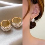 New Arrival Light Luxury Elegant French Retro Simulated-pearl Stud Earrings For Women Fashion Geometric Jewelry Gifts (New)