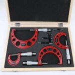MAKLE 4-Piece Set Precision Mechanical Tool 0.0001" Micrometer Red Case (0-1 Inch / 1-2 Inch / 2-3 Inch / 3-4 Inch) (New)