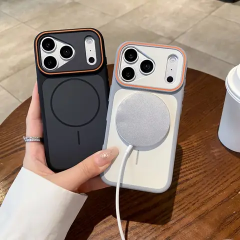 S8baf479c7c2e45aebacb9fe2eae0f75e1_480x480q75 For iPhone 16 17 Pro Max Luxury Magsafe Magnetic Soft Silicone Frame Phone Case For iPhone Air 13 14 15 Protective Matte Cover (New) - Image 1