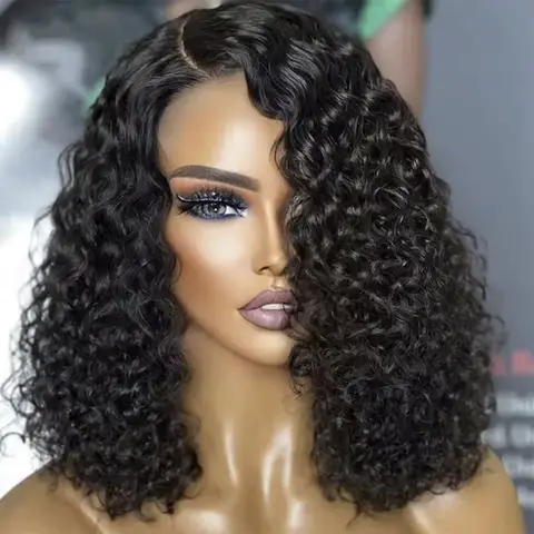 S8c82b28213e1467fa1dc52d3447644c63_480x480q75 Water Wave Lace Wigs 180Density Transparent 4x4 Closure Lace Wigs For Women Deep Curly Bob Wig Side Part T Part Human Hair Wigs (New) - Image 1