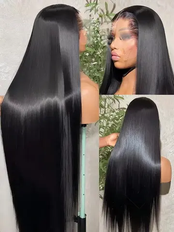 S8cf8500ae7774cdea5067b4b019cc2cf0_480x480q75 300% 30 36 40 Inch 13x6 HD Transparent Lace Frontal Wig Human Hair Straight Glueless Wig Human Hair Lace Front Wigs For Women (New) - Image 1