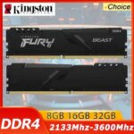 Kingston Fury Beast DDR4 8G 16G 32GB 3600 3200Mhz RAM PC Memory 288Pin XMP2.0 Heatsink Desktop AMD or INTEL Motherboard Bangladesh (New)
