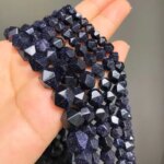 Natural Faceted Diamond Blue Sandstone Labradorite Obsidian Beads Loose Spacer Bead DIY Handmade Bracelet for Jewelry Making (New)