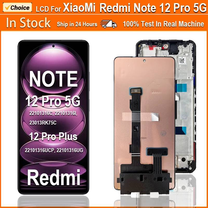 6,67" Super AMOLED Display For Xiaomi Redmi Note 12 Pro 5G LCD Touch Screen Digitizer Assembly For Redmi Note 12 Pro Plus LCD