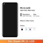 AMOELD For Xiaomi Mi 11 M2011K2CM2011K2G LCD Display Touch Screen Digitizer Assembly for Xiaomi 11 Screen Replacement Parts (New)