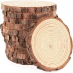 3-26CM 1-20PcsThick Natural Pine Round Unfinished Wood Slices Circles With Tree Bark Log Discs DIY Crafts Wedding Party Painting (New)