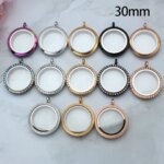 1pc 30mm Stainless Steel Necklace Pendant Glass Living Memory Locket Floating Charms Locket Medallion Women Jewelry Making (New)