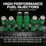 For Hyundai Santa Fe KIA Sorento Sedona 3.5L V6 2010-2014 Car 35310-3C400 High Quality Fuel Injectors Nozzle 353103C400 (New)