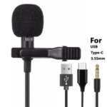 Portable 1.5m Lavalier Mini Microphone Condenser Clip on Lapel Mic Wired USB 3.5mm Type C Microfon Phone Mac Laptop PC Bangladesh (New)