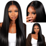 WOWANGEL Yaki Straight 5x5 HD Lace Human Hair Wigs Pre Bleached Wear and Go Glueless Wigs For Women 250% Density Virgin Hair (New)