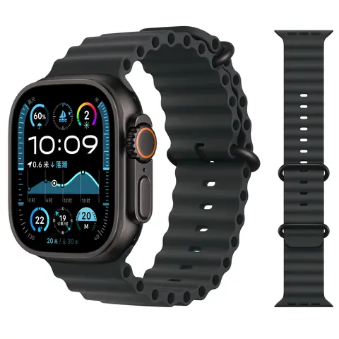 S95e22404c8d7449abc8b52d848028a7cQ_480x480q75 Ocean Strap for Apple Watch Band Ultra 3 2 49mm 44mm 40mm 45mm 41mm 46mm Silicone Correa Bracelet iWatch Series 7 6 SE 8 9 10 11 (New) - Image 1