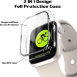 Tempered Glass+cover For Apple Watch 9 8 7 41mm 45mm 42mm 38mm PC bumper Screen Protector Case iWatch series 6 5 4 se 44mm 40mm (New)