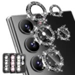 Diamond Glitter Lens Glass Samsung Galaxy S26 Ultra Plus HD Clear Camera Protector Samsung S25 S24 Metal Ring Lens Film Bangladesh (New)