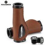 ROCKBROS Leather Bicycle Grips Liquid Silicone MTB Handle Ergonomics Handlebar Grip Bilateral Lock Non-slip Cozy Bike Accessorie (New)