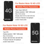 AMOLED LCD Xiaomi Redmi Note 10 4G LCD M2101K7AI Display 10S Touch Screen Digitizer Redmi Note 10 5G LCD M2101K7BI (New)