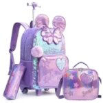 Trolley Book Bag Kids Rolling Backpack For Girls Elementary School wheeled backpack for girls Carry on Luggage bags with Wheels (New)