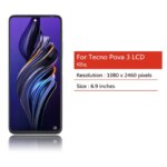 69Inch AAA Tecno Pova 3 LF7n LCD Display Touch Panel Screen Digitizer Assembly Tecno Pova3 Display With Frame (New)