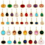 Minimalist Pure Copper Round Oval Water Drop Geometric Charm Pendant Colorful Zircon DIY Necklace Jewelry Making Accessories R53 (New)