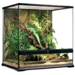 Glass Reptile Terrarium Front Doors Top Mesh Ventilation with Hygrometer for Bearded Dragon Ball Python Leopard Gecko (New)
