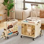 Foldable Lightweight Pet Trolley Case Large Capacity Breathable Pet Carrier Cage Portable Outdoor Travel Box for Cat Small Dog (New)
