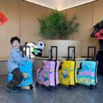 Children can Ride Suitcase Trolley Case can sit on the Wooden Horse Suitcase 20 inch can Boarding Universal Wheel Password Box (New)