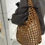 Retro Handmade Wooden Bead Tote Bag for Women Summer Beach Bag Bohemian Clutch (New)