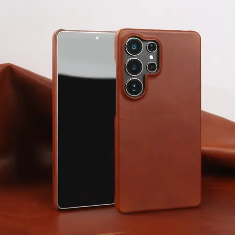 S9b316f6c49ac4d778717fe239de22fb6V_480x480q75 Real Cowhide Leather Phone Case Samsung Galaxy S24 Ultra S23 Plus S22 S25+ Full Grain Edges Protective Hard Back Cover Coque (New) - Image 1