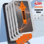 4 3 2 1Pcs iPhone 17 Pro Max Glass iPhone 17 Pro Tempered Glass Dust Free 9H Full Cover Glue Screen Protector iPhone 17 Air (New)