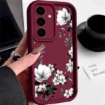 Black-white Flower Case Samsung Galaxy S25 S24 S23 S22 Ultra S26 S21 FE A14 A15 A16 A17 A26 S26 A57 A36 A54 A55 A56 5G Capa (New)