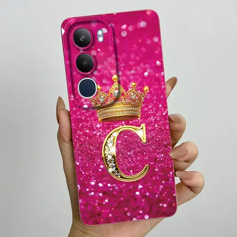 S9c62a4d5c8ba4395ad64fb1c49ae71c9T_480x480q75 Vivo Y19s 4G Case Crown Initial Letter Soft Silicone Protective Back Cover Vivo V2419 Coque VivoY19S Y 19 s Fundas (New) - Image 1