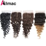 Deep Wave 4x4 Lace Closure Natural Black Honey Blonde Brown Color Hair Closure Indian Remy Hair With Swiss Lace Free/Middle Part (New)