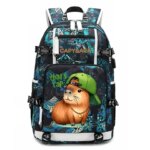 Large Capacity Cartoon Capybara Print Student Backpack Boys Girls Casual Travel School Bag Lightweight Durable Daily Use (New)
