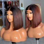 T1B/4 Ombre #4 Chocolate Brown 16A Double Drawn Raw Vietnamese Human Hair Wig 4x4HD Lace Front Wig Bone Straight Human Hair Wig (New)