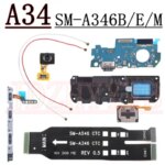Samsung A34 A346B E M USB Charging Port Board Earpiece Loudspeaker Off On Signal Fingerprint Sensor Motherboard Flex Cable (New)
