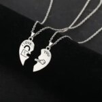 2pcs Couple Lock Key Heart Puzzle I Love You Pendant Couple Necklace Pendants Necklaces for Lovers Valentines Day Jewelry Gifts (New)